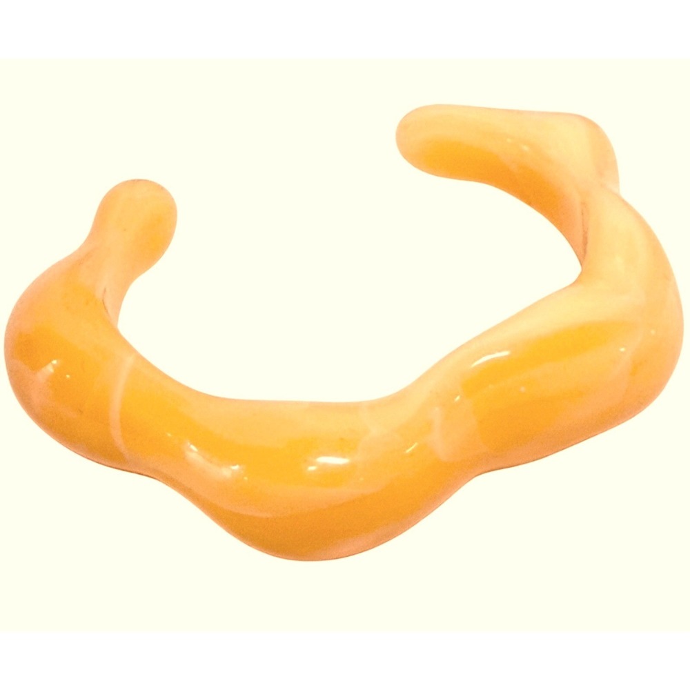 Peach Orange Marbled Acrylic Open Cuff Bracelet Sculptural 7.75"